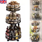 3 TIER 360° ROTATING SPICE RACK ORGANIZER METAL KITCHEN SEASONING JARS SHELF UK