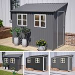 BIRCHTREE Lean To Garden Shed Metal Outdoor Storage Shelter Tool House Pent Roof
