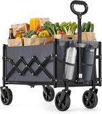 SONGMICS Folding Trolley, 90L Heavy Duty Camping Cart 4 Wheel Trolley, 67 x 42 x