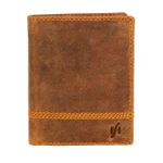 StarHide Men RFID Safe Distressed Hunter Brown Leather Mini Coin Pocket Wallet