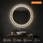 Round LED Bathroom Mirror Backlit Patterned Colour Changing Demister 600 800mm