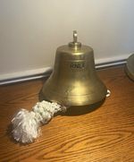 RNLI Brass Hand Bell with Rope Lanyard, Marked RNLI, Brass Bell
