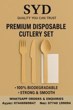 Disposable Wooden Cutlery Set with Napkin Individually Wrapped, Pack of 500