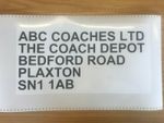 Bus Coach Sticker Self Adhesive Sign - address label  - legal lettering