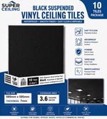 Black Suspended Vinyl Ceiling Tiles 600mm x 600 Wipeable EasyClean 595mm x 595mm