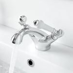 Traditional Basin Mixer Tap Sink Bathroom Monobloc Chrome Ceramic Lever Handles