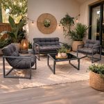 Neo 4 Piece Outdoor Patio Garden Furniture Set Cushions Metal Chairs Sofa Table