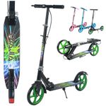 Folding Kick Scooter 2 Big Wheel Teen Adult Ride On WITH HAND Brake Push Scooter