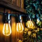 49FT Festoon Outdoor String Lights 15 Sockets LED Bulb Garden Wedding Light