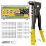 BLOSTM Hand Pop Rivet Gun Tool Kit 200 Assorted Rivets 4 Nozzle Head Size Wrench