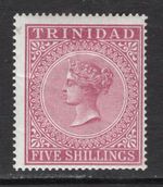 M22000 Trinidad & Tobago-Trinidad 1894 SG113 - 5/- maroon Wmk Crown CC perf 14