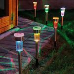 10-24x Solar Powered Garden LED Stake Lights for Patio Lawn Decor Color Changing