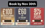 1 x Jet 2 Rain Cheque £100  Voucher and £60 raincheque and 5% Flight Discount