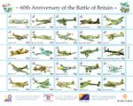 60th Ann Battle of Britain WW2 WWII British German Aircraft RAF stamp sheet