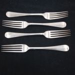 4 x Mappin & Webb Mappin Plate Rat Tail Patterned Silver Plate 8" Dinner Forks