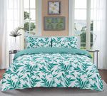 Tropical Leaf Floral Printed Duvet Cover and Pillowcases Reversible Bedding Set