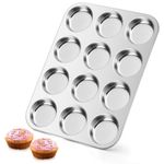 Onader Muffin Tin 12 Cup Stainless Steel Shallow Yorkshire Pudding Tray 12 Hole