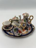 Tiny Imari Style Miniature Tea Set Likely Victorian Porcelain