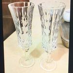 Clear Stemmed Glass Champagne Flutes Set of 2, Less Than 100 ml Capacity