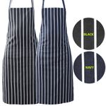 Striped Apron Kitchen Cooking Chef Catering Butcher Bbq Chef Front Pocket Apron
