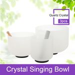 6" 8" 10" Set of 3 Chakra Quartz Crystal Singing Bowl W/Carry Yoga Bag