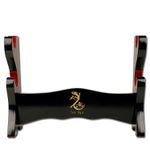 Sword Display Stand Two Tier Showcase Black Lacquer Finish & Red Velvet Holders