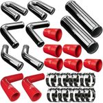 51mm 2" Universal Intercooler Kit Pipe Hose Red HOSES Alloy Silicone ASH FMIC