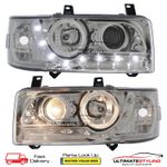 VW Transporter T4 Headlights LED DRL Projector Style Short Nose Upgrade Chrome