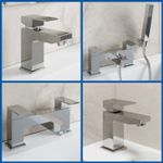 Modern Chrome Bathroom Square Tap Sets | Basin & Bath Taps with Shower & Waste