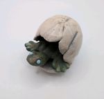 Jeremy Diller Raku Pottery 3.5” Baby Gecko In Egg Figurine Signed