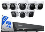 Reolink 4K PoE CCTV System 16CH NVR 4TB HDD with 8 Wired Cameras Outdoor Kit