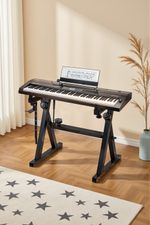 Adjustable Z-Shape Keyboard Stand Heavy Duty Metal Piano Stand with Strap & Hook