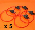 5 x Inline Fuse Holder to Accept 12V 30A Mini Blade Fuses Splash Proof Car Bike