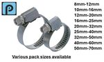 STAINLESS STEEL JUBILEE STYLE CLIPS, HOSE CLAMPS ALL SIZES 8MM TO 70MM RANGE