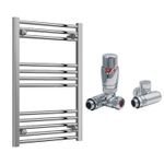 Reina Capo Flat Chrome Bathroom Heated Towel Rail 800 x 400 and DF TRV Valves