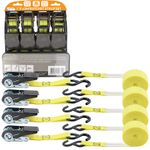 Ratchet Straps With S Hooks 4 x 4.5M (15Ft) Heavy Duty - 680kg Bounding 