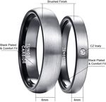 4mm/6mm Brushed Dome Mens Wedding Ring Engagement Band Ring for Couple Two Tone