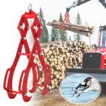 Heavy-Duty 4-Claw Log Lifting Tongs, Forged Steel Wood Grapple with 360° Swivel