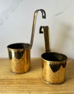 Pair of Brass Hanging Pots/Planters Holders with Hooks for Indoor Plants