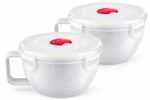 Microwave Soup Bowls Lunch Food Container Spill Proof Clip Lock Vent Lid 2 X 1L
