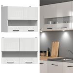 Kitchen Wall Cabinet 800mm Glass Chalk Gloss Doors 80cm Cupboard White Junona