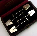 RARE CASED FRENCH SOLID SILVER MUSTARD SPOONS / SHOVELS c1890 ANTIQUE