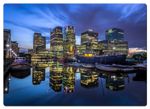 Aluminium Wall Art, Metal Poster 21cm x 15cm - Canary Wharf, London by Night