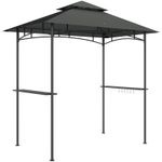 8 ft x 5 ft Grill Gazebo Double Tiered BBQ Gazebo Shelter Canopy Dark Grey