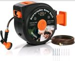40M/130FT Garden Patio Hose Reel Wall Mounted Retractable Auto Rewind Pipe 180°