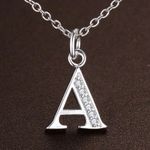A-Z 925 Sterling Silver Initial Letter Necklace Zircon Pendant Women Gift UK