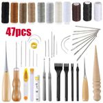 47pcs Leather Craft Tools Hand Stitching Sewing Kit Repair Needle Stitching