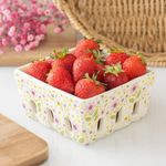Ceramic Floral Print Berry Basket 6x12x12cm Sqaure