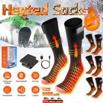 5000mAh Rechargeable Heated Socks for Men Women,Washable Electric Warming Sock