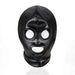 Gimp Mask Costume with Mouth and Eye Holes for Men and Women Black Faux Leather